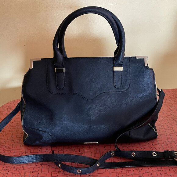 Rebecca Minkoff Black Satchel with blue Leopard Interior - NEW (never used) - Picture 1 of 8
